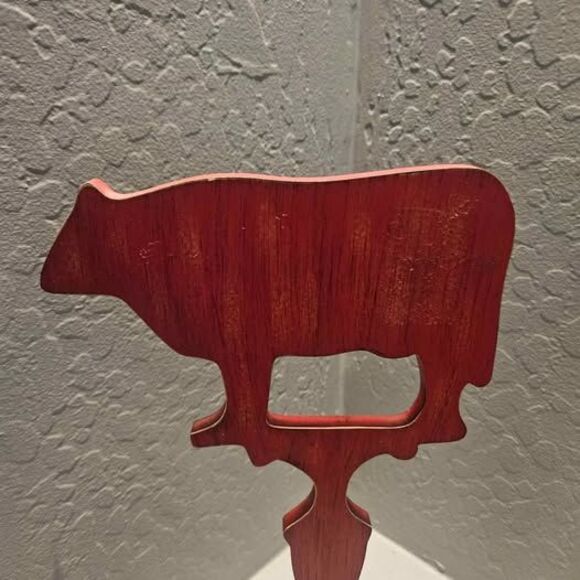 Wood Red Cow Silhouette 16" - Picture 2 of 5
